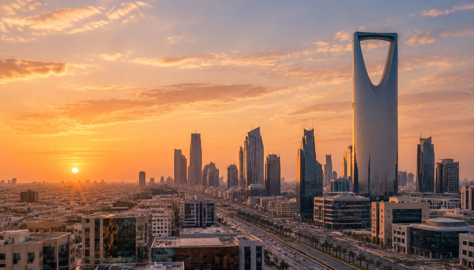 Riyadh skyline at sunset